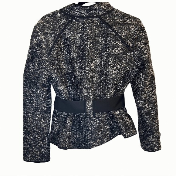 Sandro Black Grey Blazer with Button Closure Bow Tie Size - Picture 2 of 9